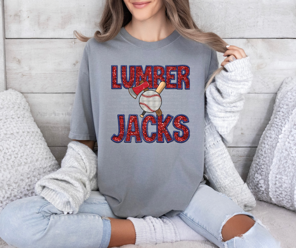Lumberjacks Baseball Faux Glitter Top