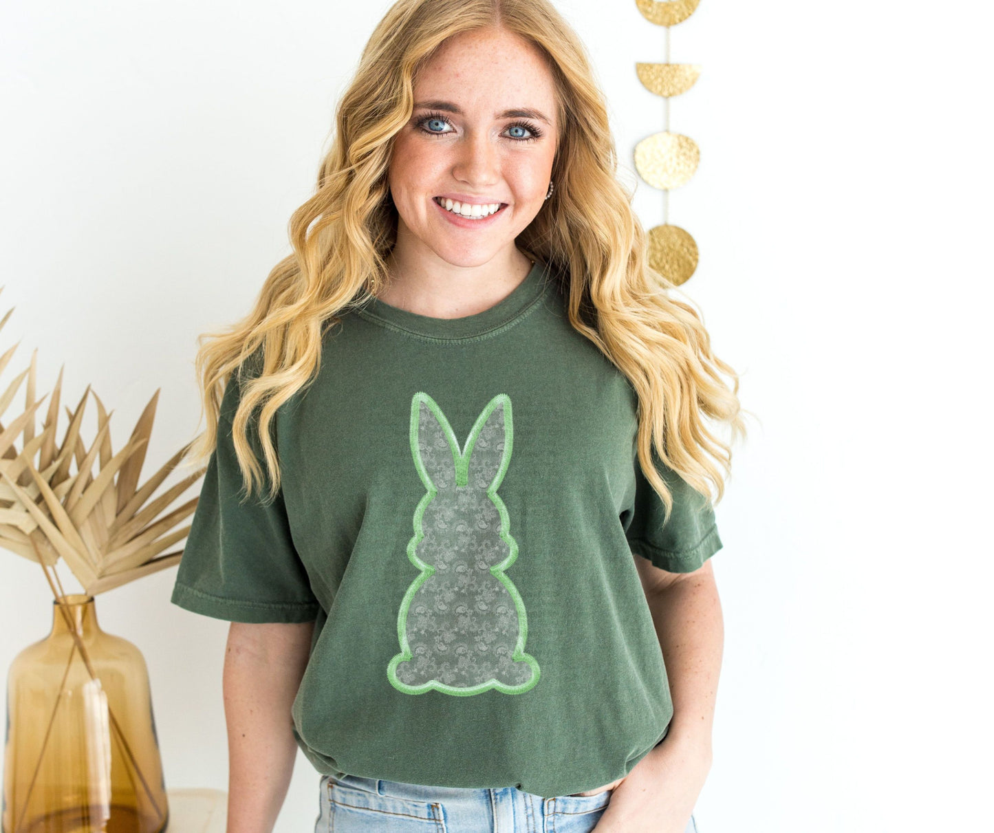 DTF Print - Faux Embroidered Lace Bunny