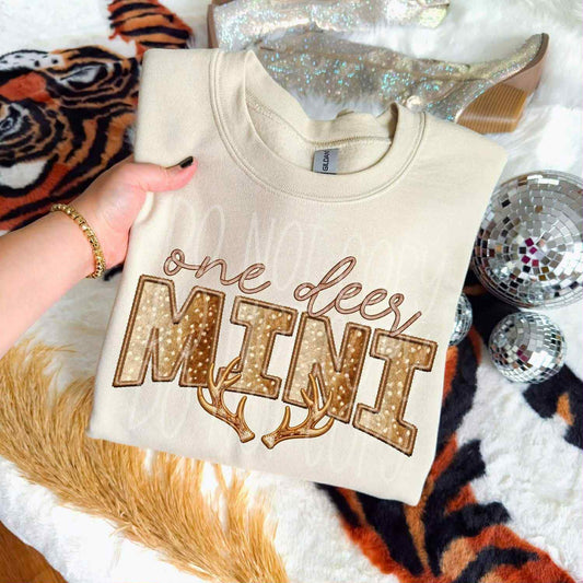 WS Completed Kids Top Faux Embroidery One Deer Mini