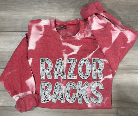 WS Completed Razorback Bleached Sweatshirt in Red