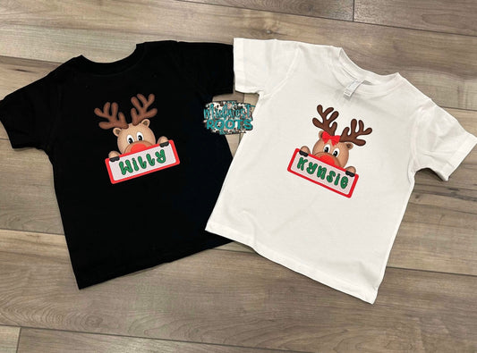 Kids Custom Reindeer Name Top