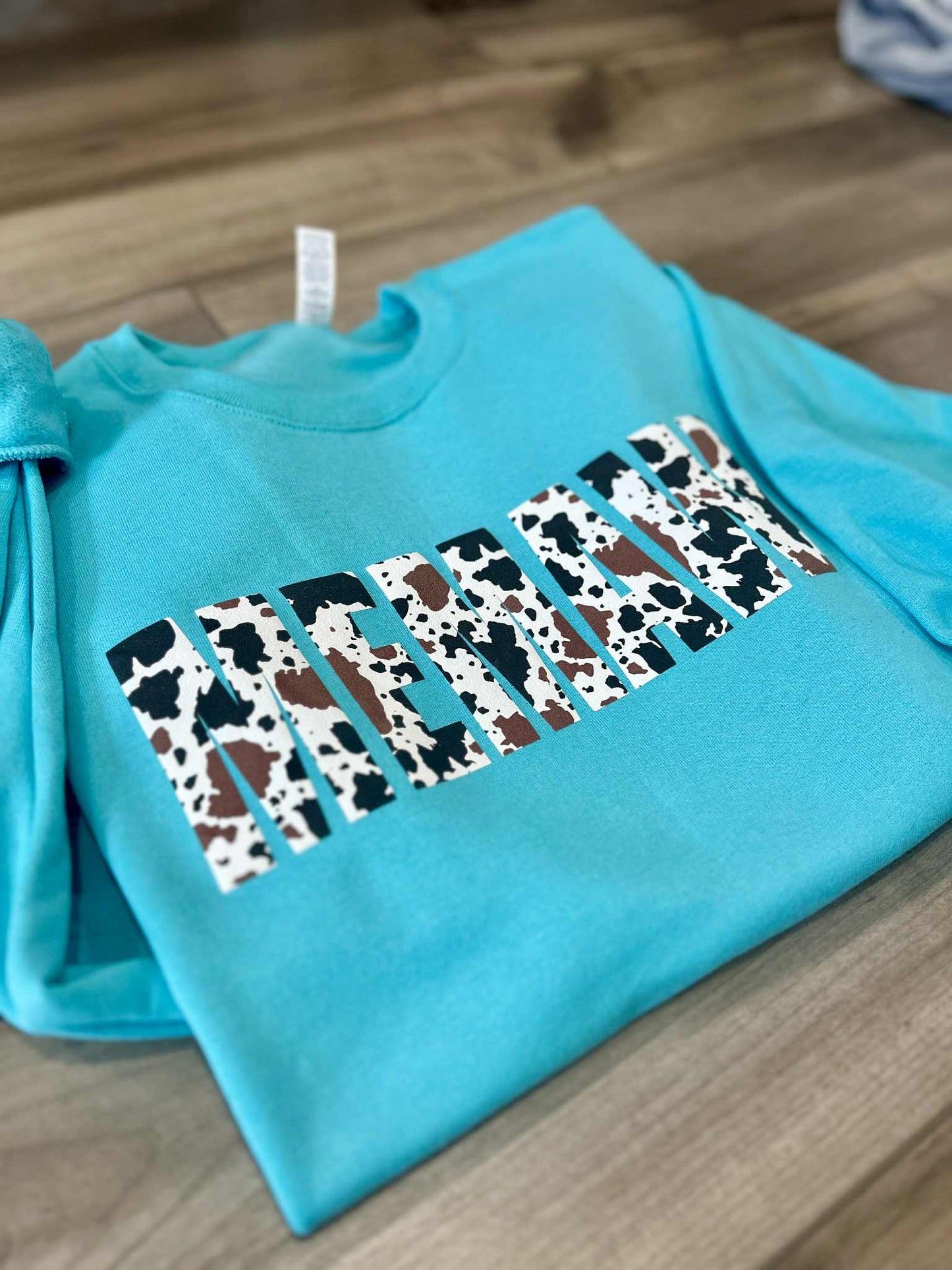 Cow Print Puff Printed Mama Top With or Without Names