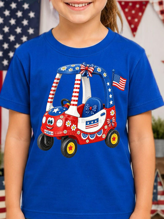 Red White & Vroom Girl Kids Top