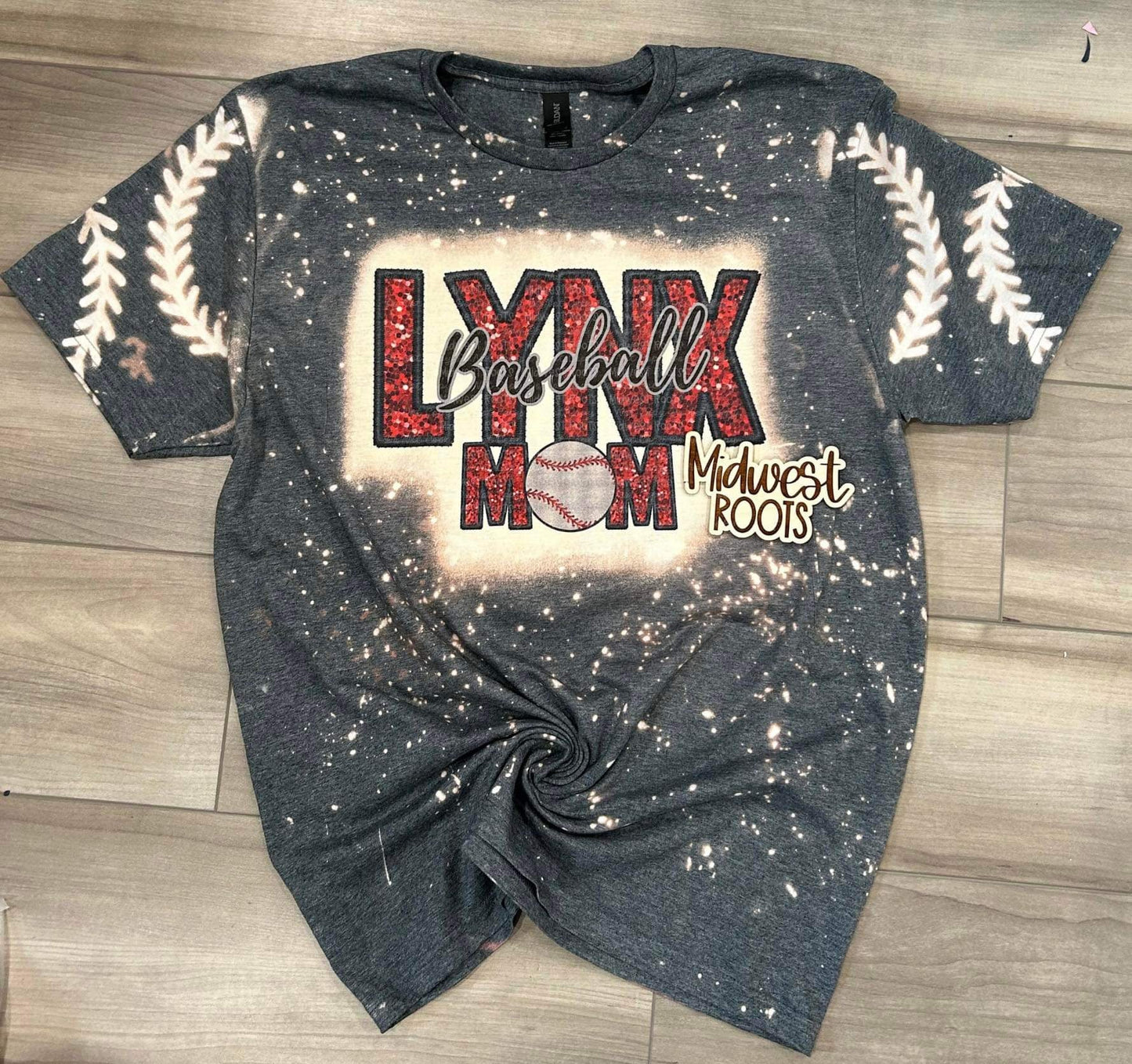 Kids Bleached Faux Embroidered Jersey Name/Number with Lace Sleeves Top