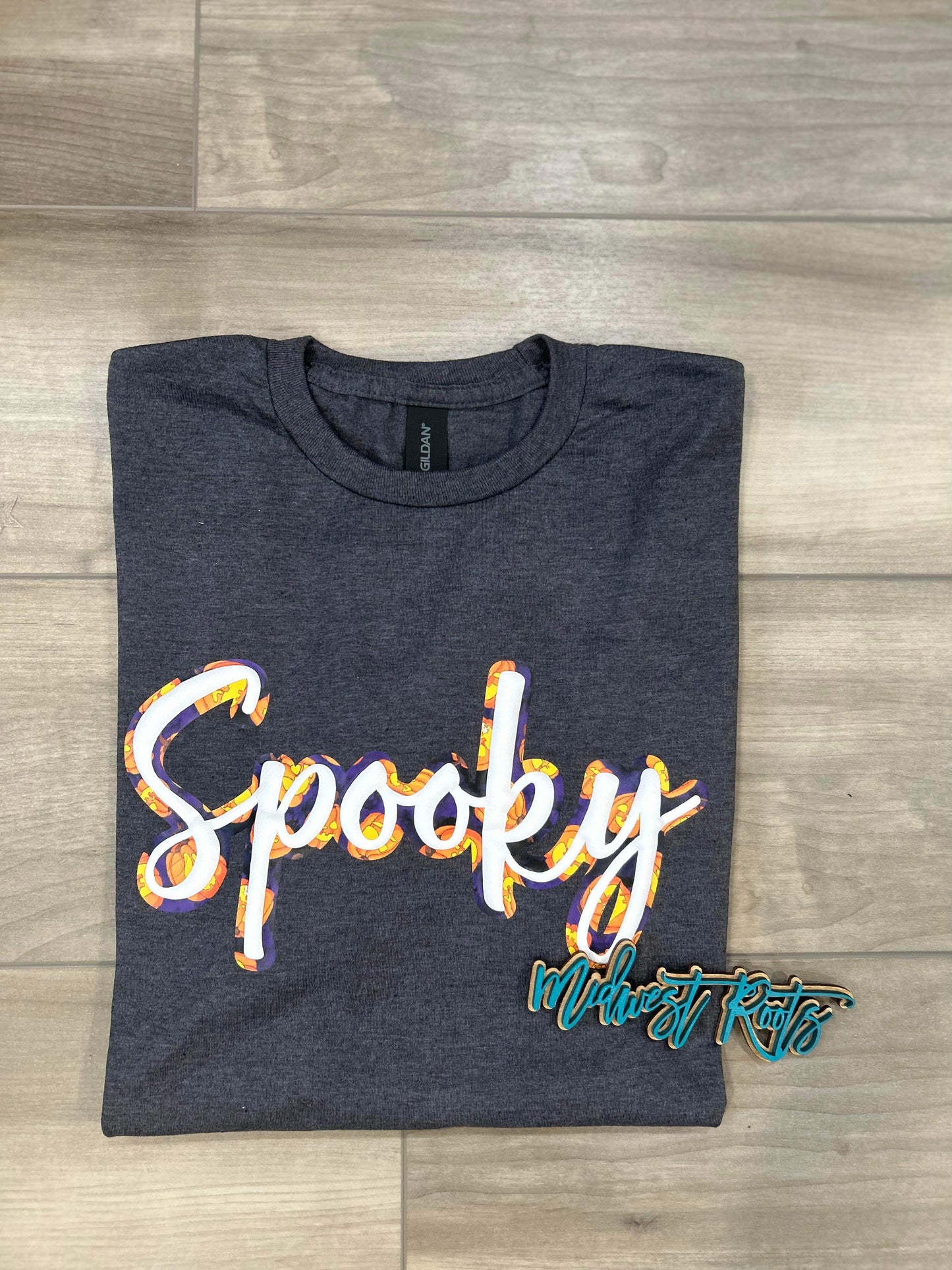 Spooky Pumpkin Print with White Puff Print