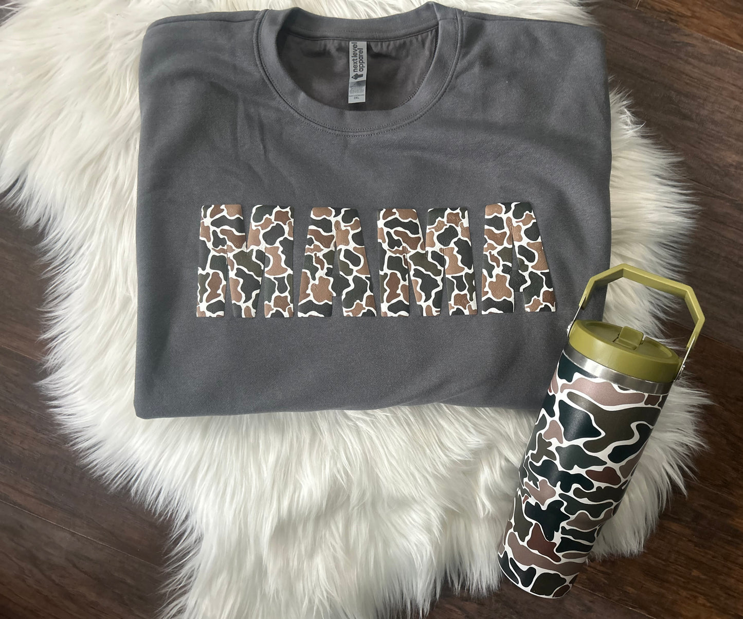 Camo Print Mama Puff Printed with Kids Names Top
