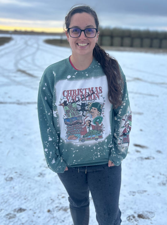 Christmas Vacation Bleached Sweatshirt in Green