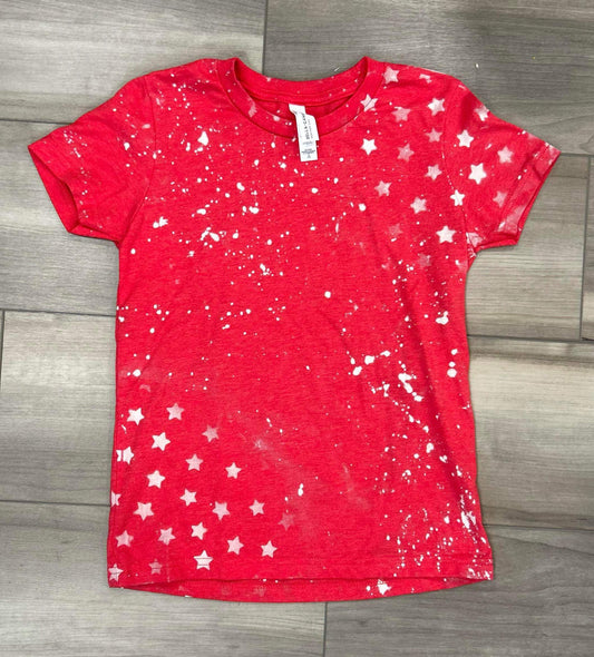 Kids Blank Stars Bleached T-shirt in Red