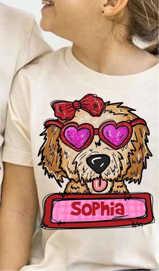 DTF Print - Custom Name Girl Dog Valentine