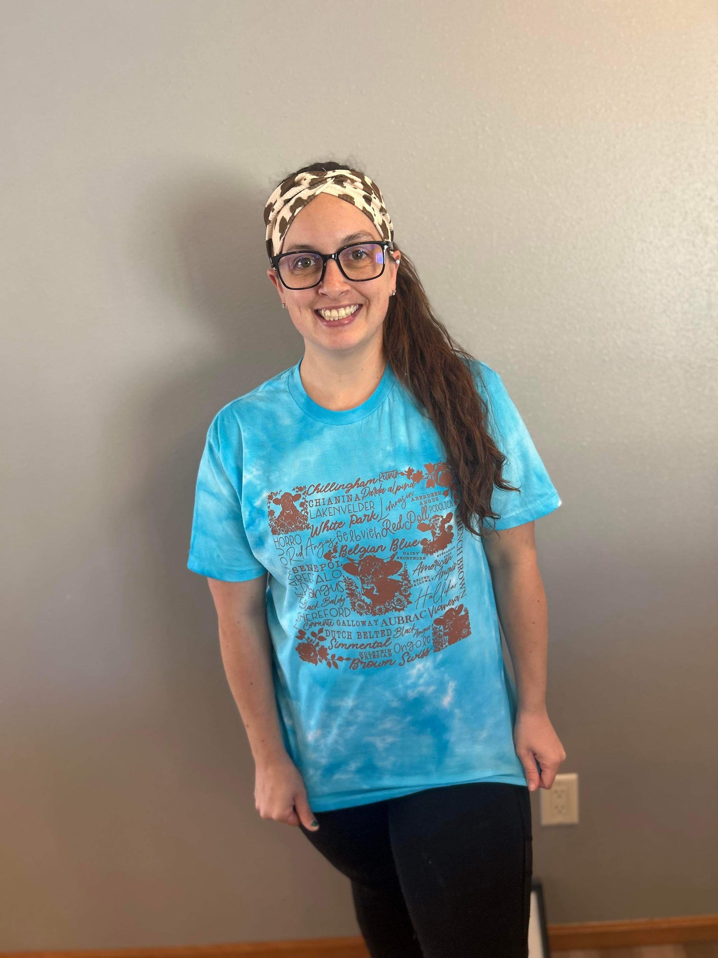 Cow Obsessed Tie Dye Top in Blue