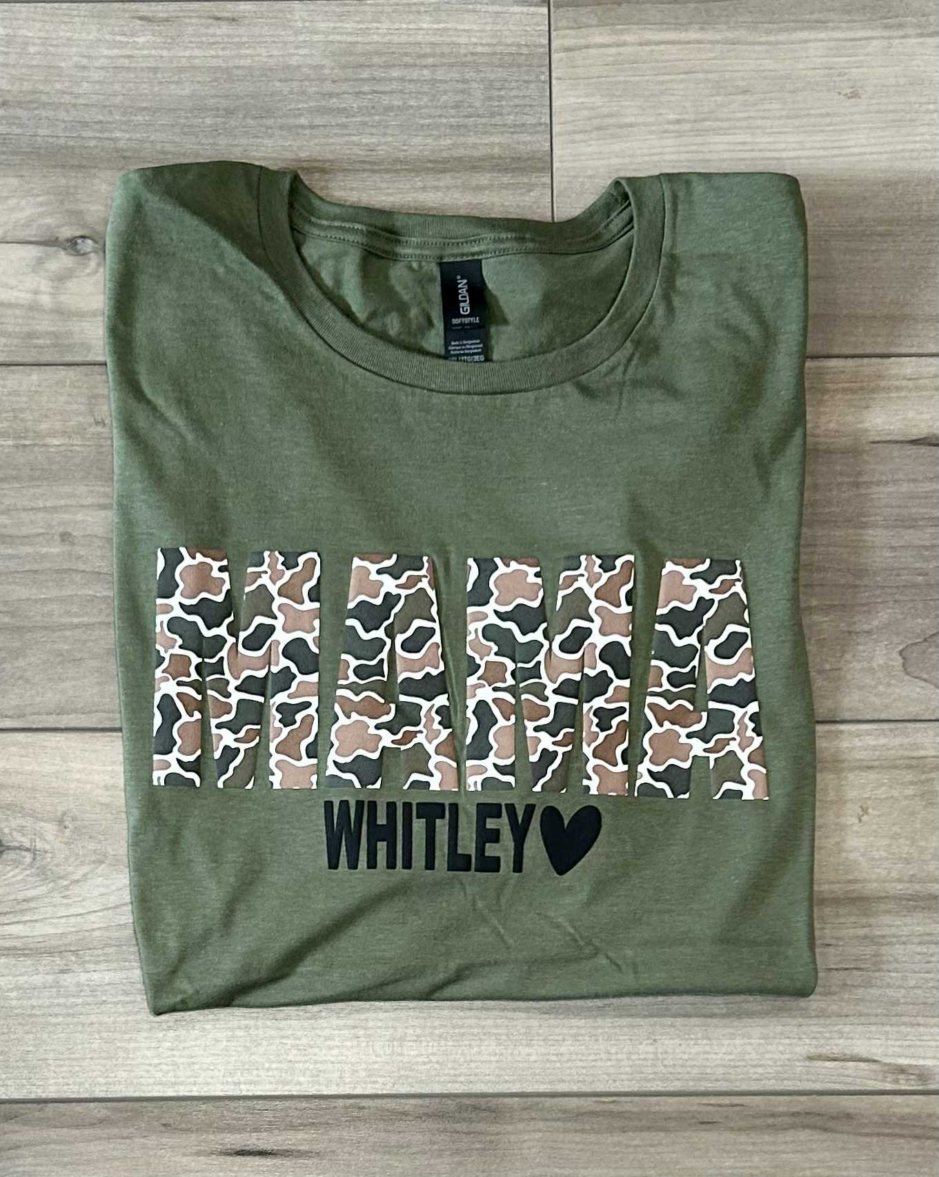 Camo Puff Printed Mama Top with or without kids names