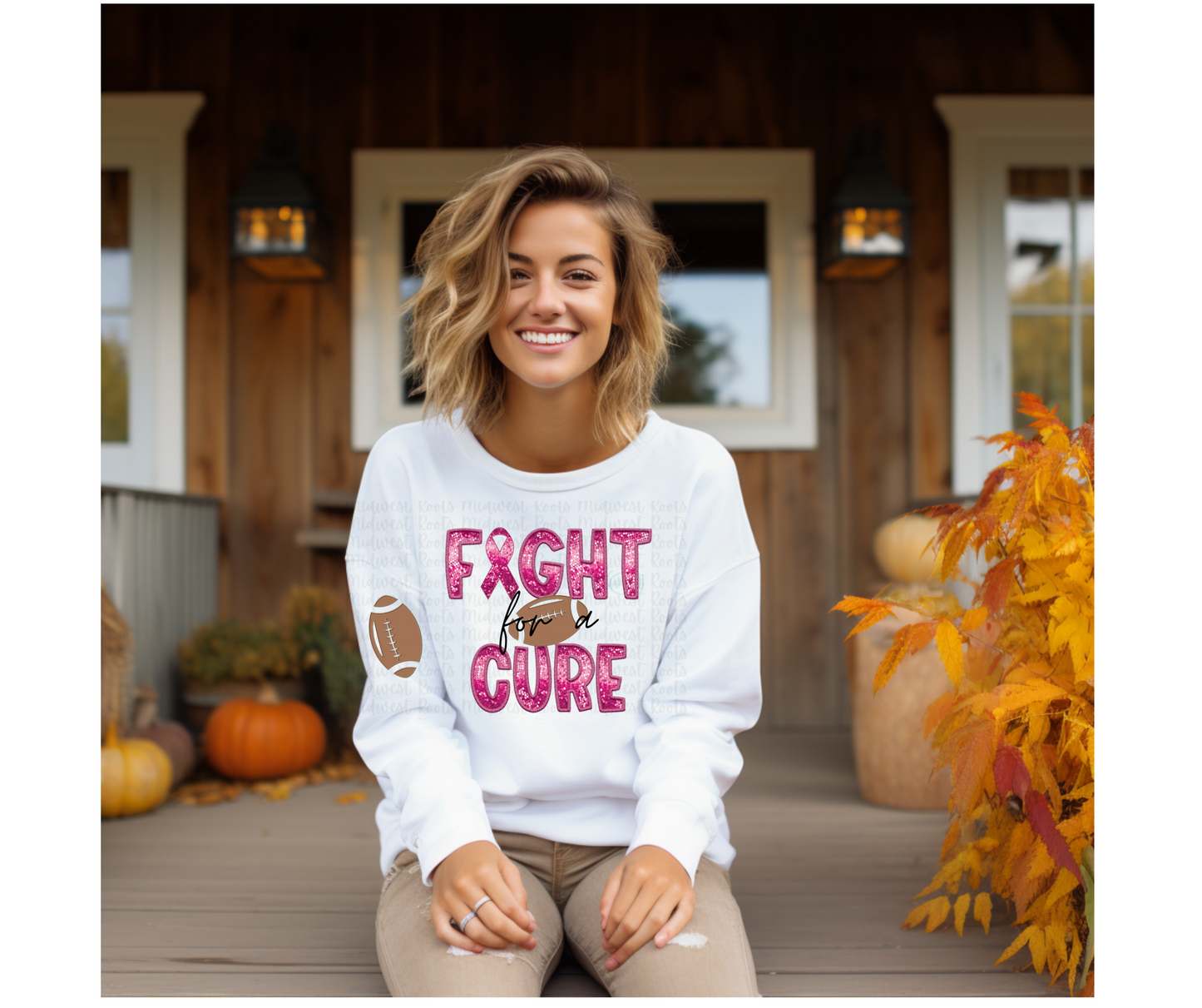 Fight For a Cure Faux Embroidery Sequin Top