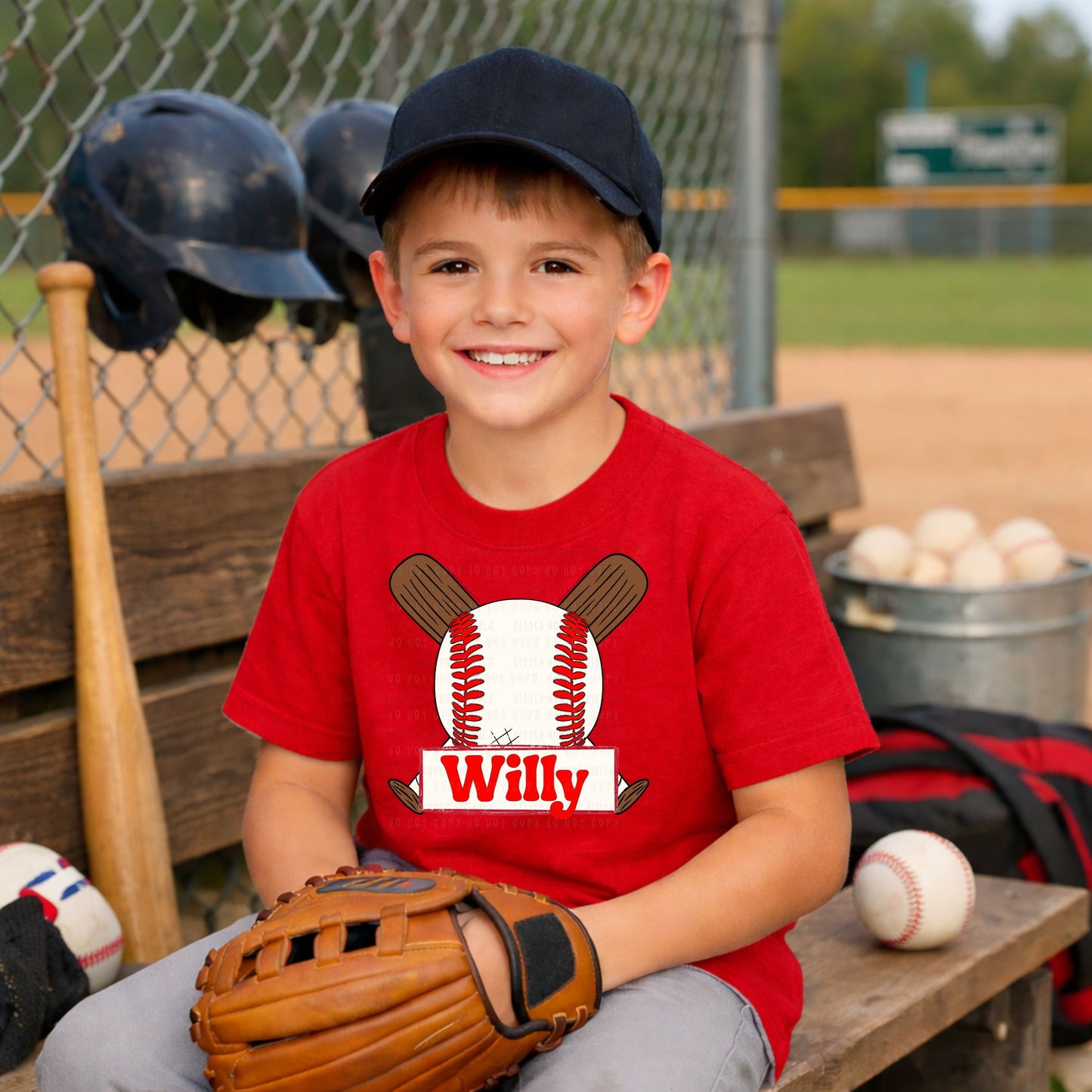 Baseball Name Plate Kids Top