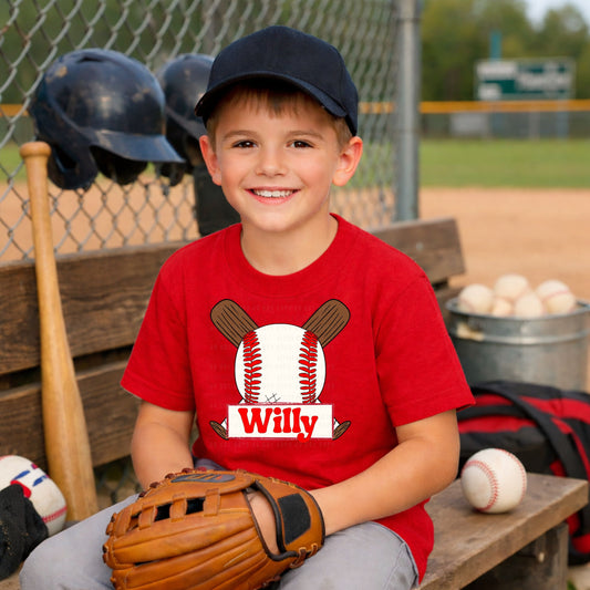Baseball Name Plate Kids Top