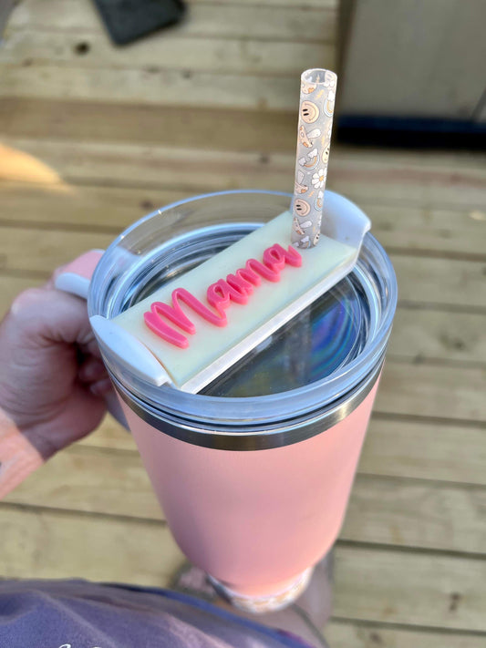 Personalized Ivory with Pink Name Cup Tags