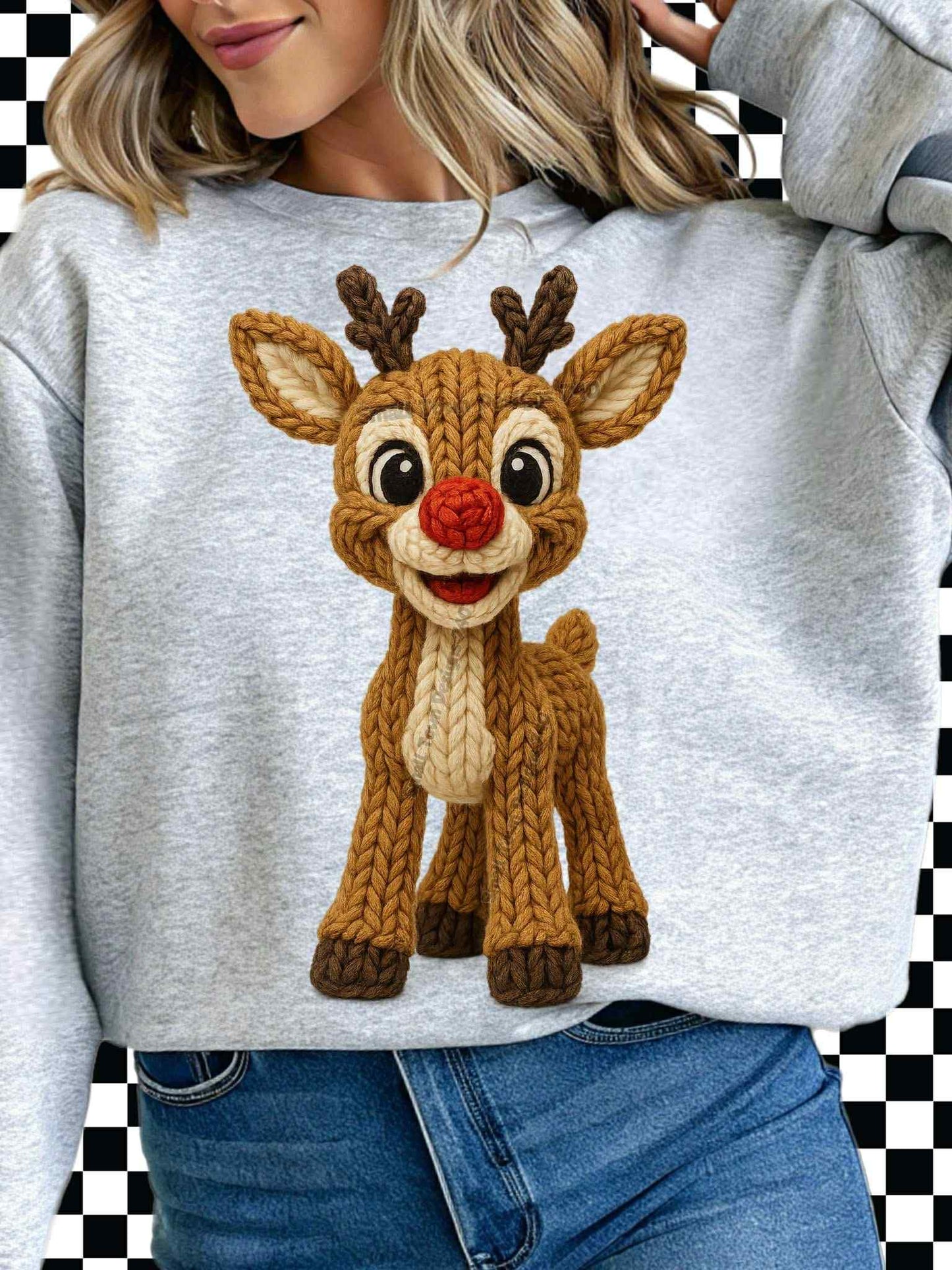 DTF Print - Faux Yarn Reindeer