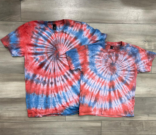 Kids Blank Tie Dye Top in Red White and Blue