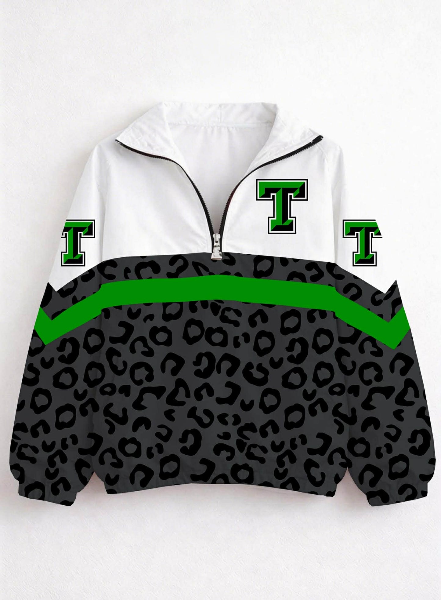 Pre Order Adult Quarter Zip Team Jacket Animal Print Bottom