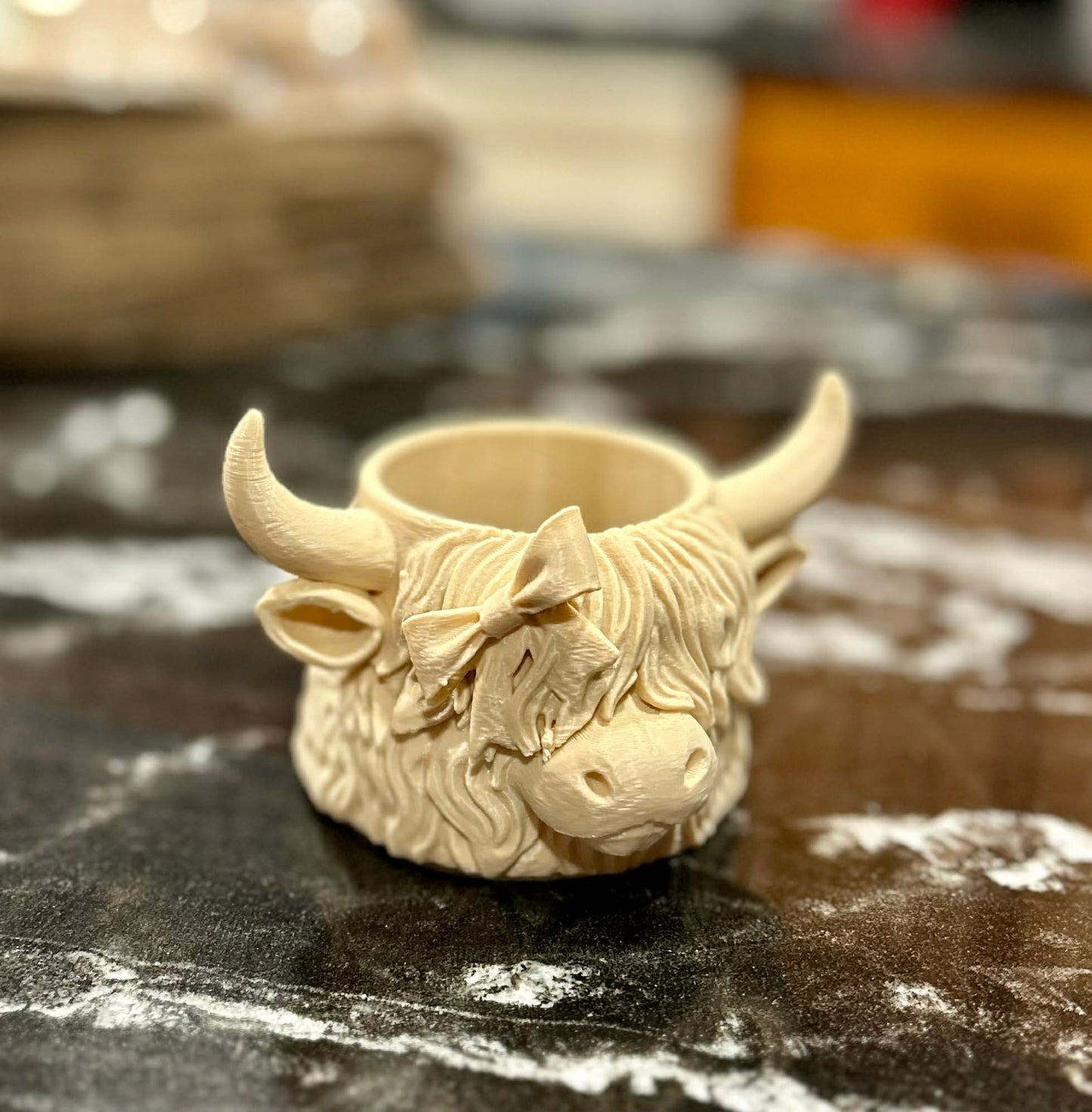 3D Printed Highland Cow Mini Planter