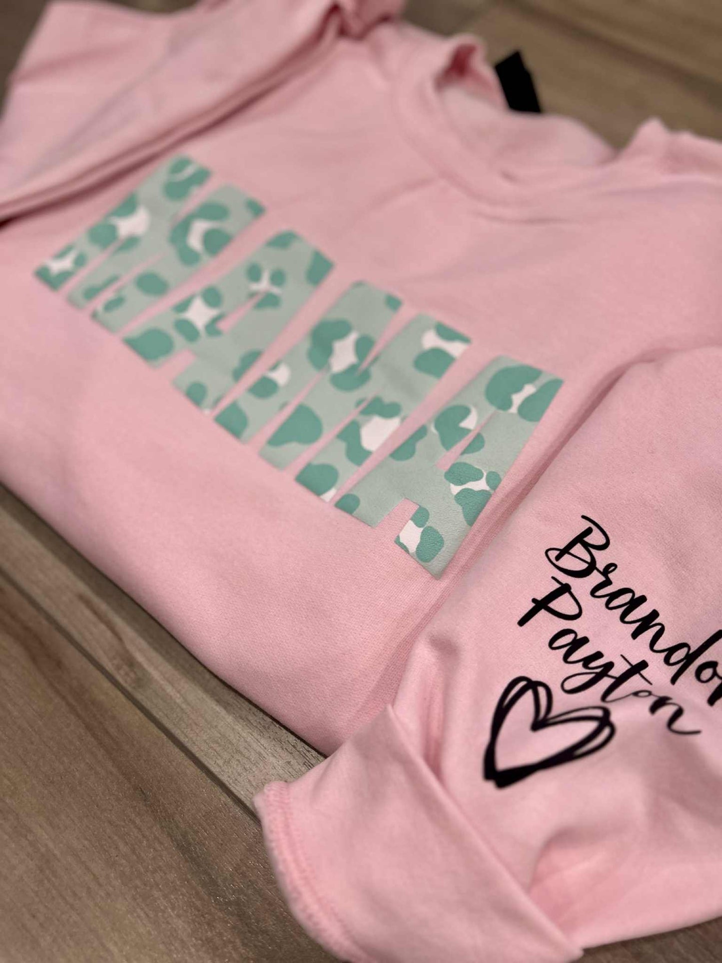 Teal Leopard Puff Printed Mama Top with or without kids names