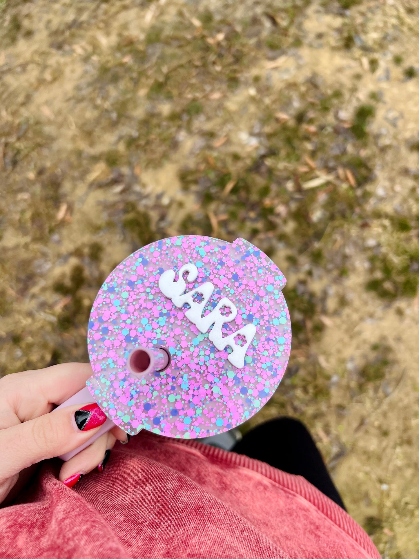 Cotton Candy With Retro White Name Cup Topper