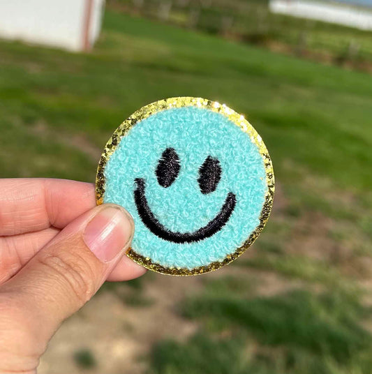Blue Smile Hat Patch
