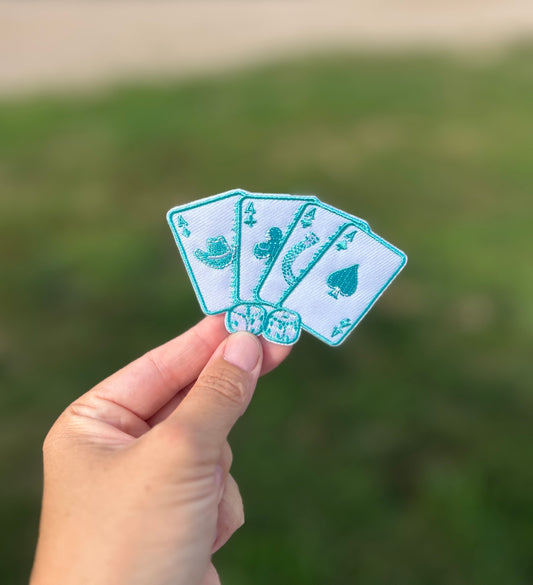 Teal Cards and Dice Hat Patch