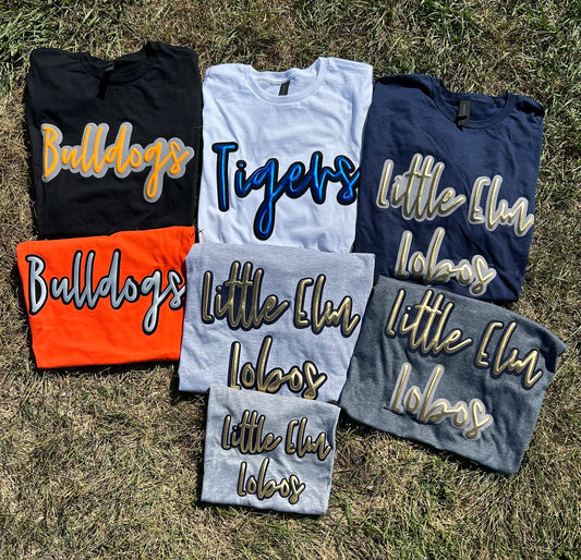 WS Completed Metallic Puff Print Mascot Top