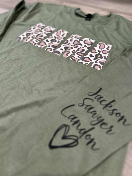 Leopard Puff Printed Top With or Without Names