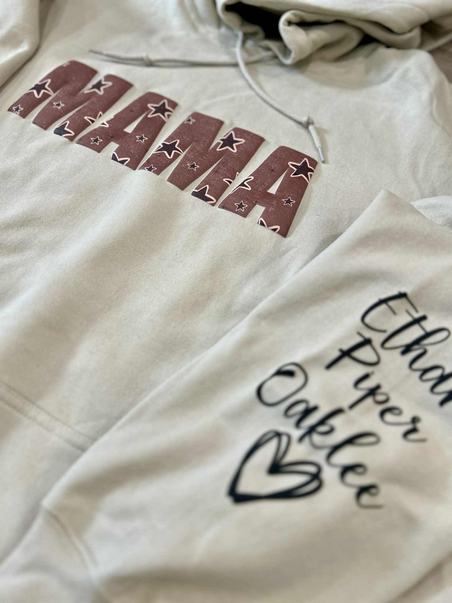 Brown Stars Puff Printed Mama Top With or Without Names