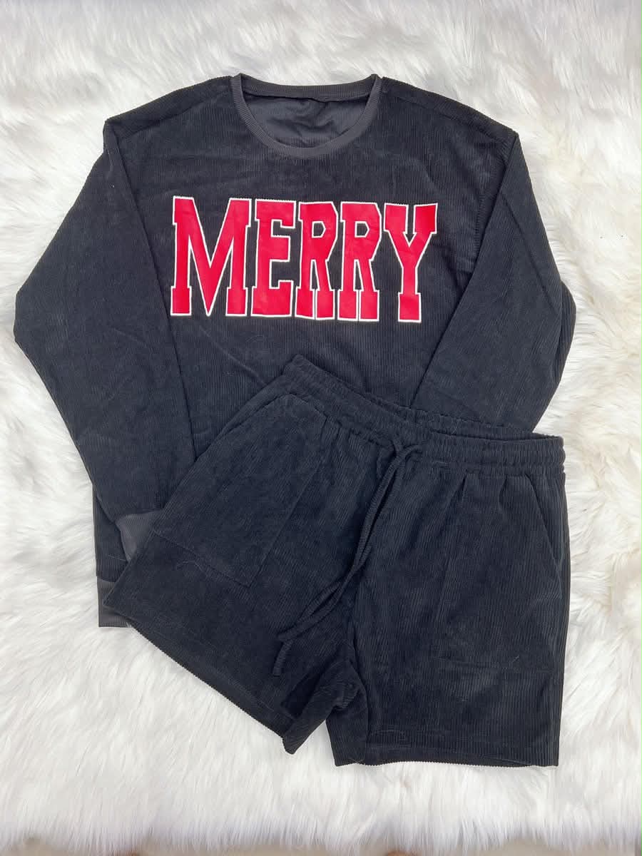 Pre Order Merry Sweatshirt and Short Set