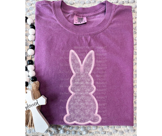 WS Completed Top Faux Embrodiered Lace Light Pink Bunny