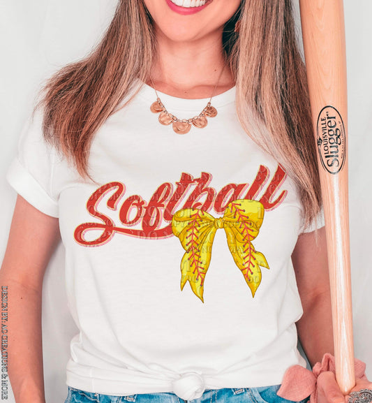 DTF Print - Softball Bow