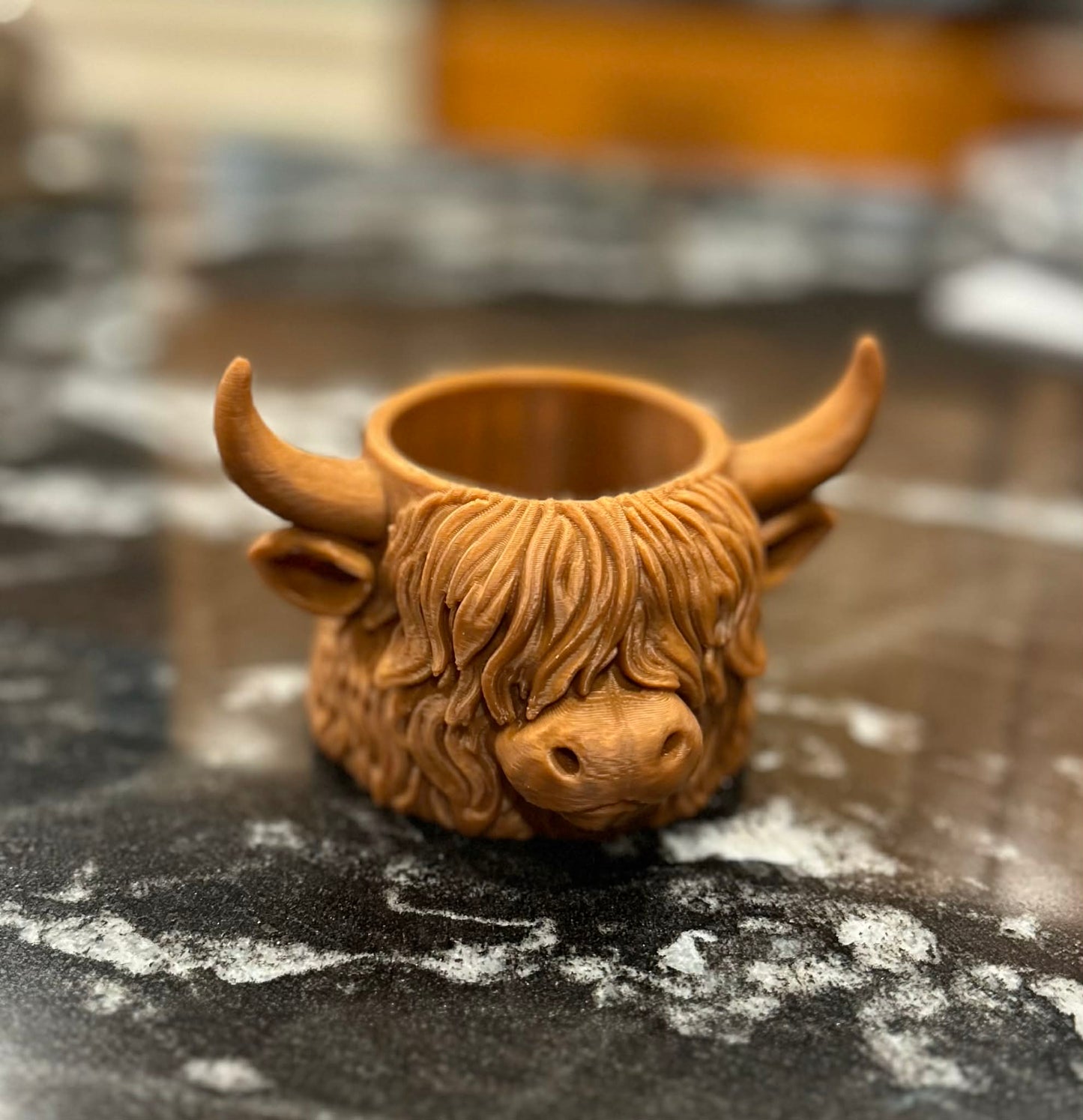 3D Printed Highland Cow Mini Planter