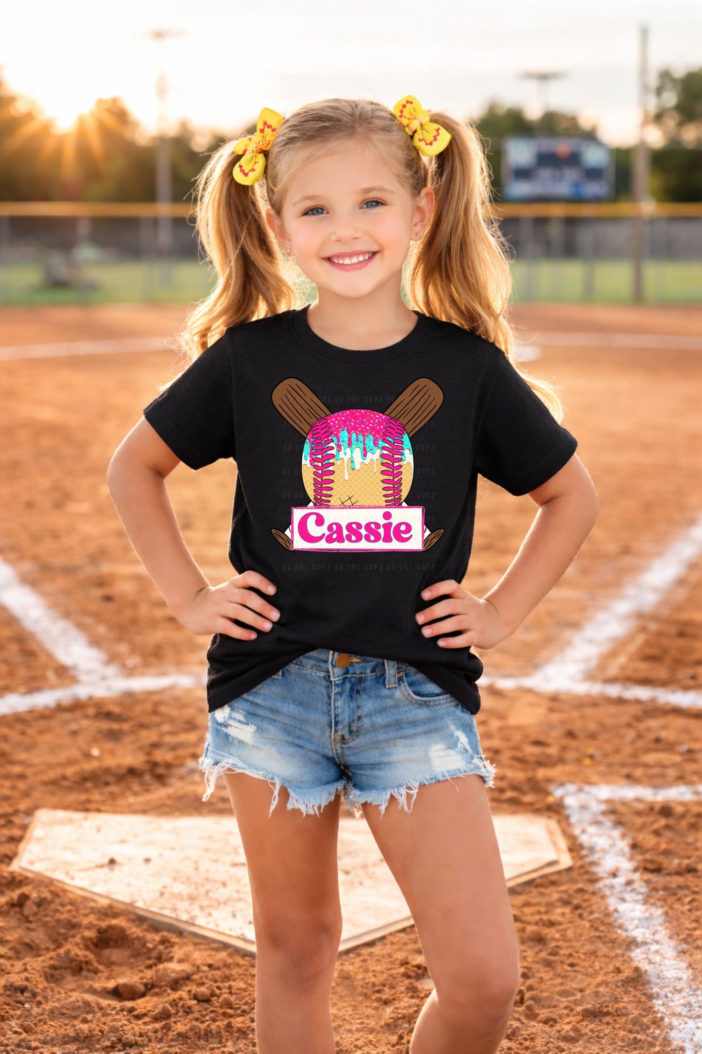 Pink Drip Ball Name Plate Kids Top