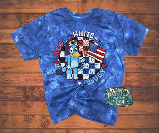WS completed Kids Red White and Blue Dawg Tie Dye Top