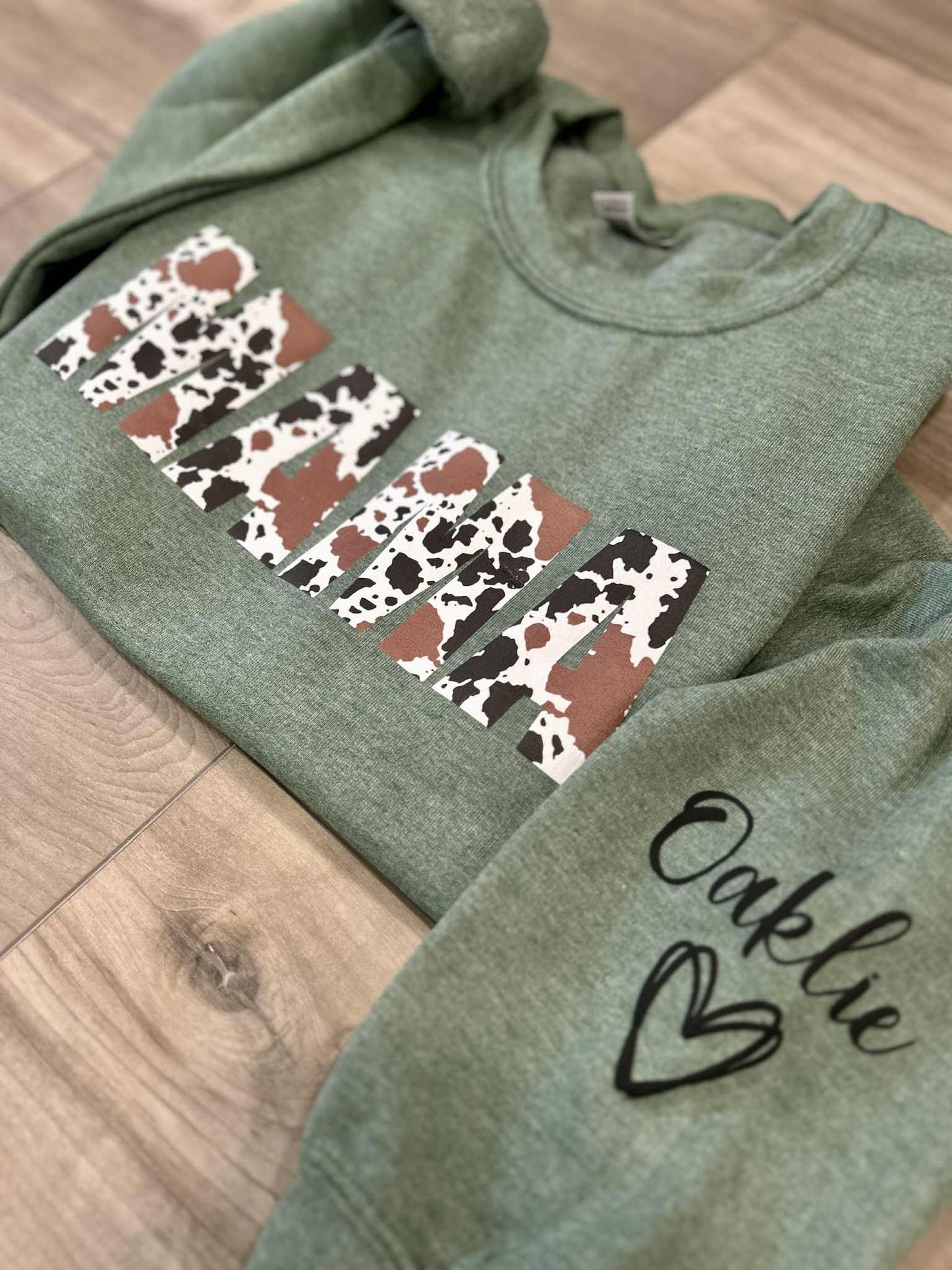 Cow Print Puff Printed Mama Top With or Without Names