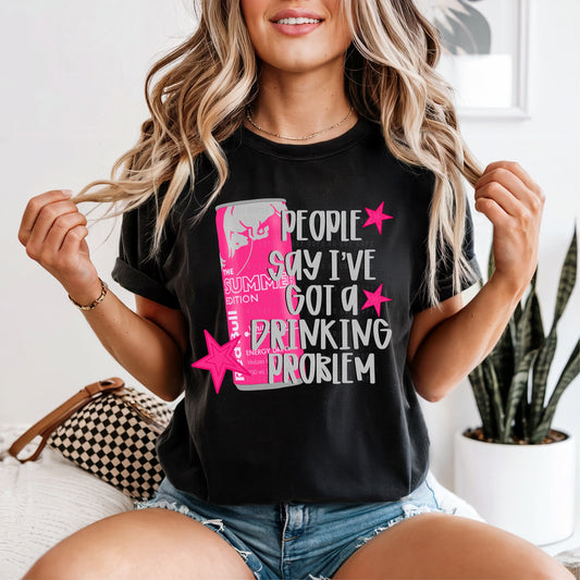 DTF Print - Drinkin Problem Pink Bull