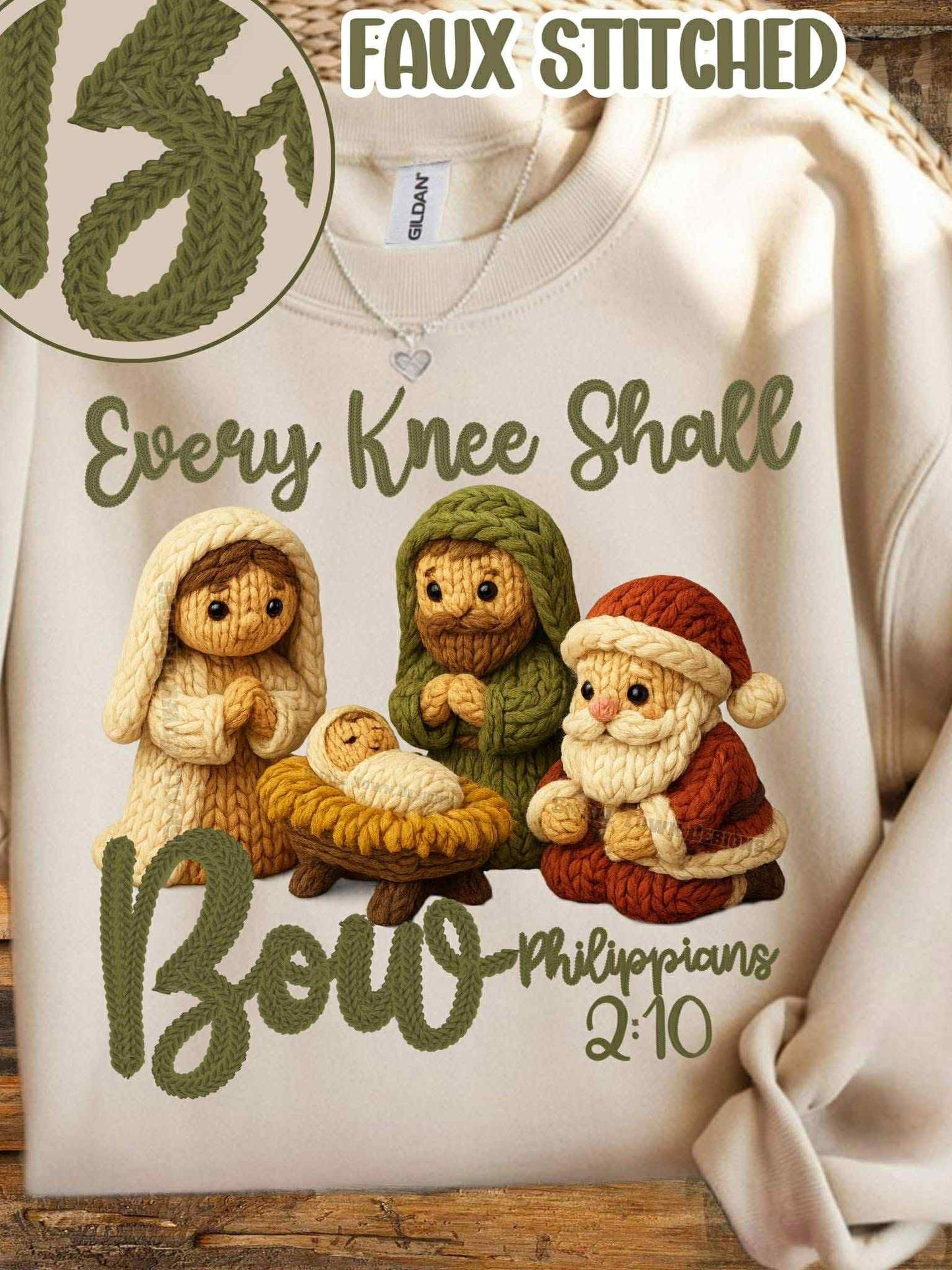 DTF Print - Faux Yarn Every Knee Shall Bow