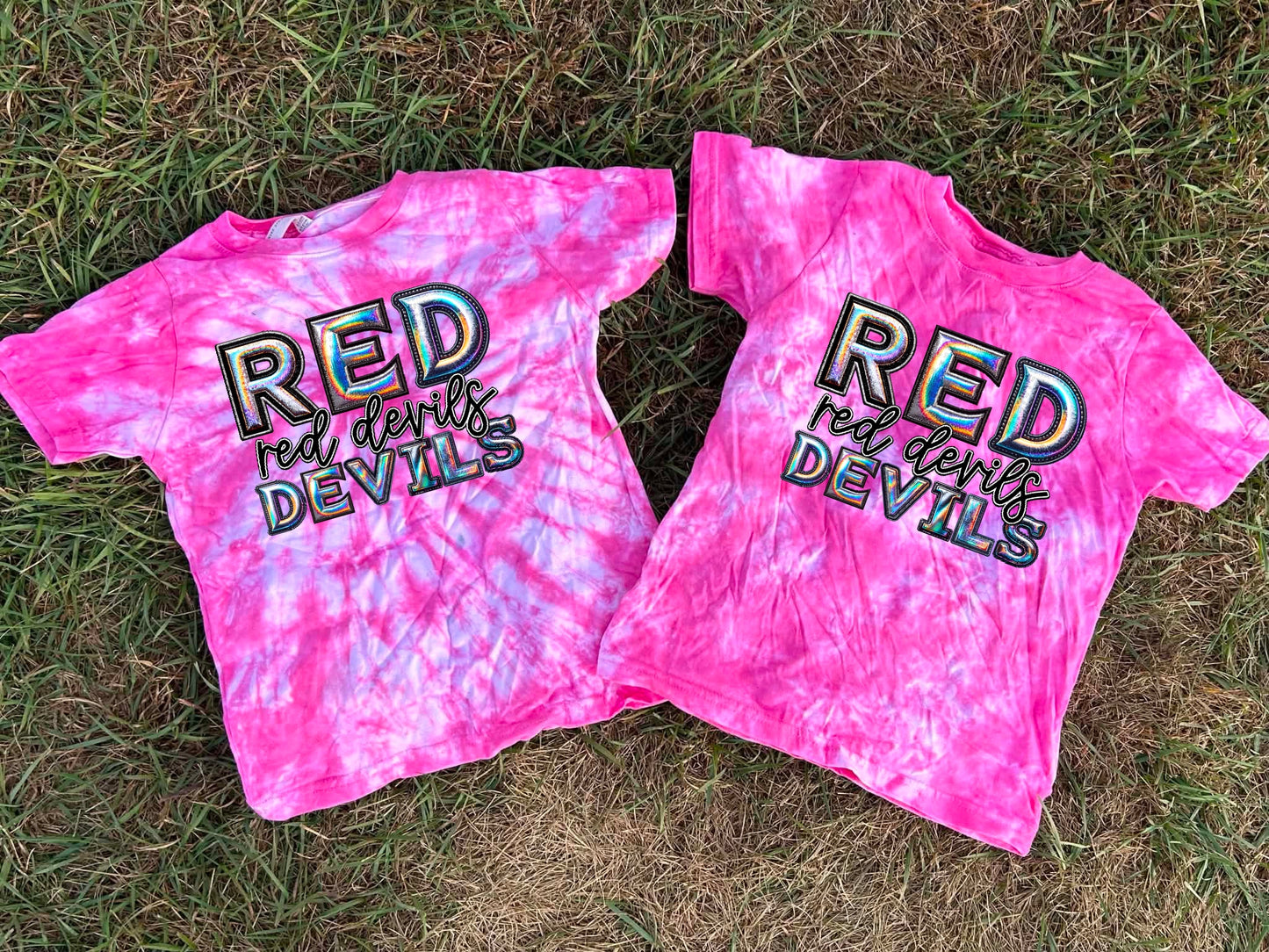 Pink Out Dyed Holographic Team Top