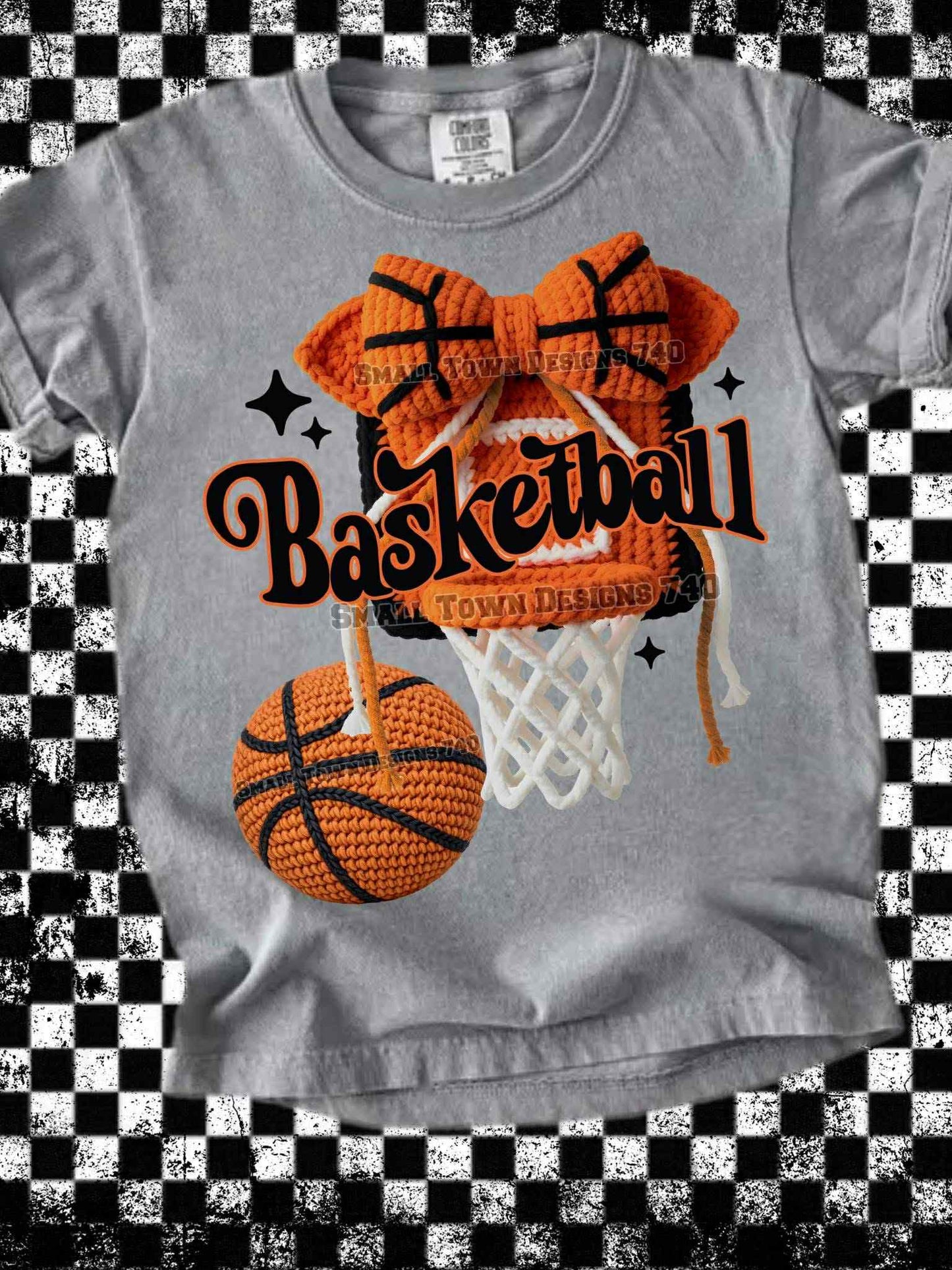 Faux Yarn Basketball Collage Top