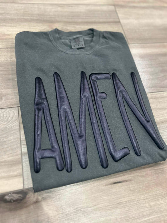Amen in Metallic Black Puff Print Top
