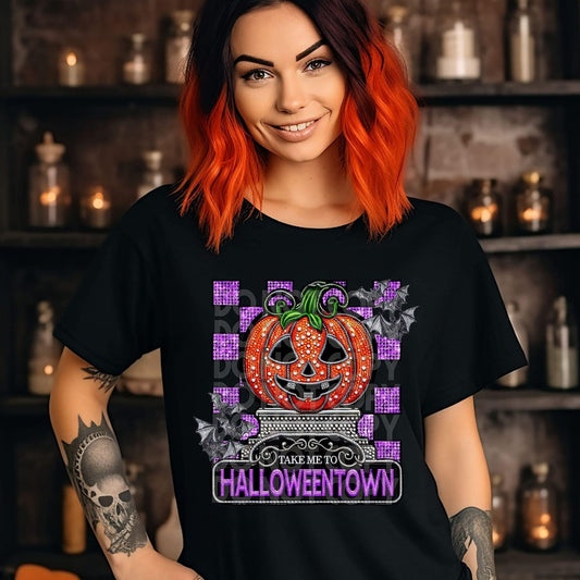 DTF Print - Take Me Too Halloweentown Faux Sequin