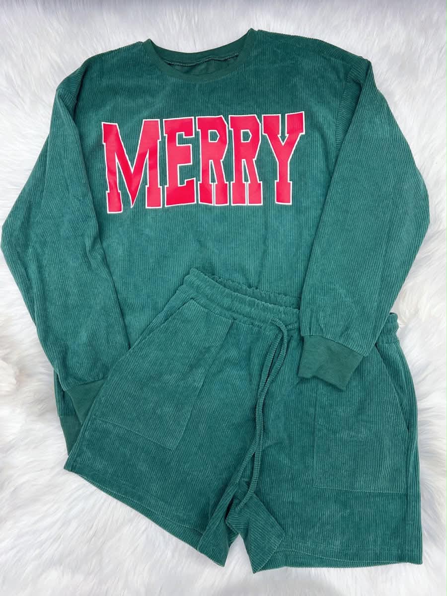 Pre Order Merry Sweatshirt and Short Set