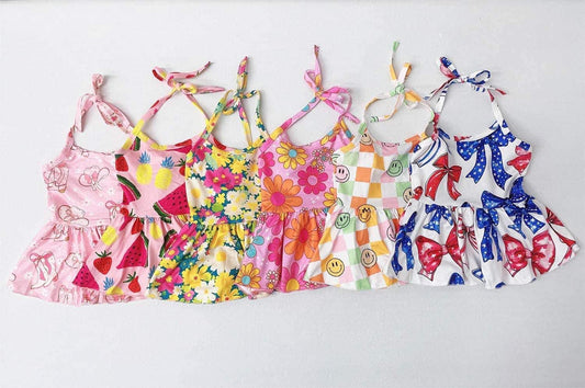 Girl's Printed Peplum Halter Tops ⭐️