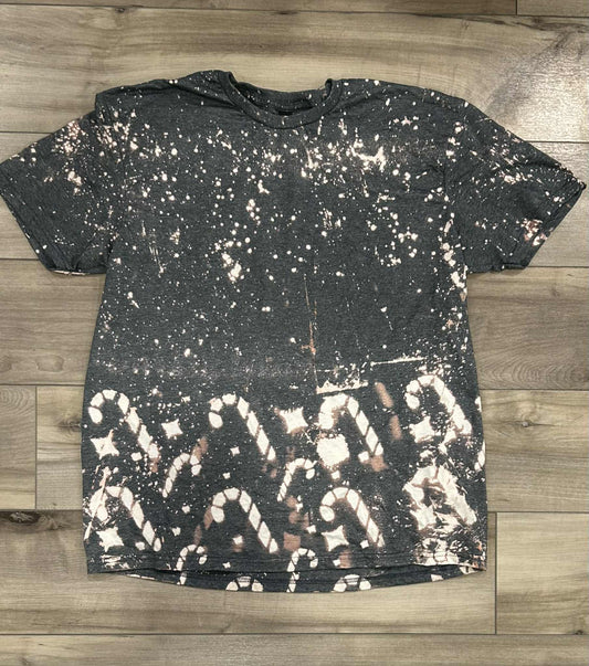 RTS Bleached Blank Dark Grey T-shirt Candy Cane
