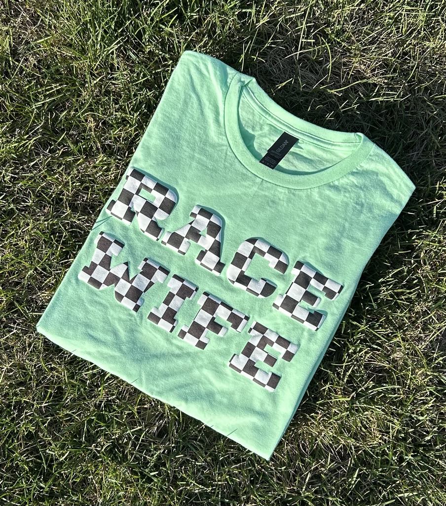 Race Wife Checkered Puff Printed Top