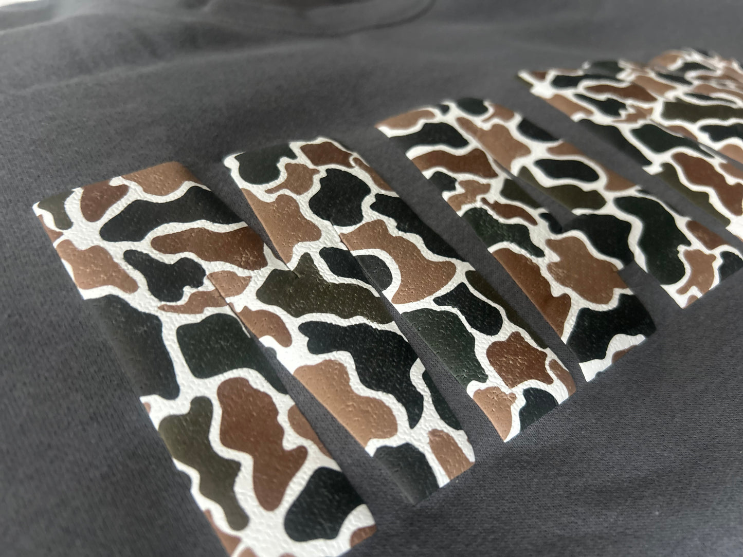 Camo Print Mama Puff Printed with Kids Names Top