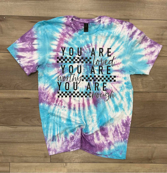 You are Loved Tie Dye top in Swirly Candy