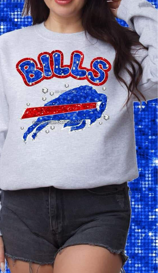 WS Completed Top Faux Glitter Buffalo Bills